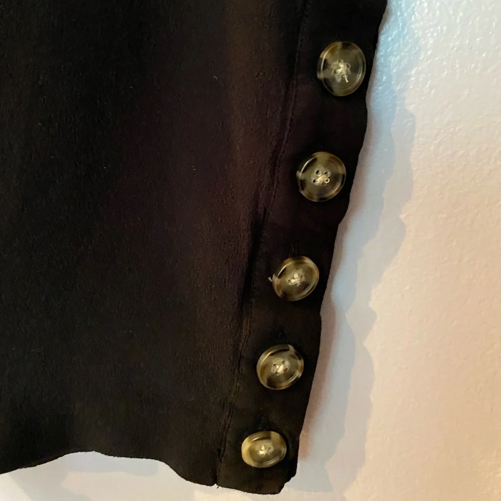 Last Call! Madewell Black V-neck Dress with Side Buttons, Small - Picture 4 of 8